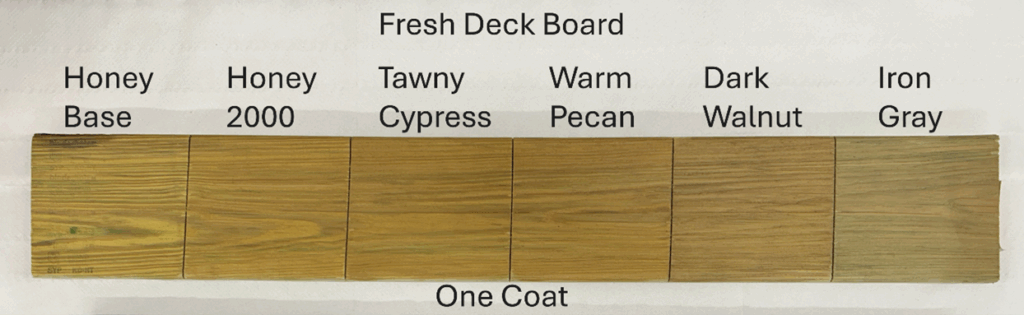Fresh deck board with only one coat of Woodguard Deck