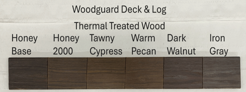 Thermal Treated Wood Faded Side with 2 Coats of Woodguard Deck